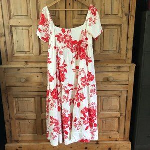 Lulu's Red and White Floral Midi Dress